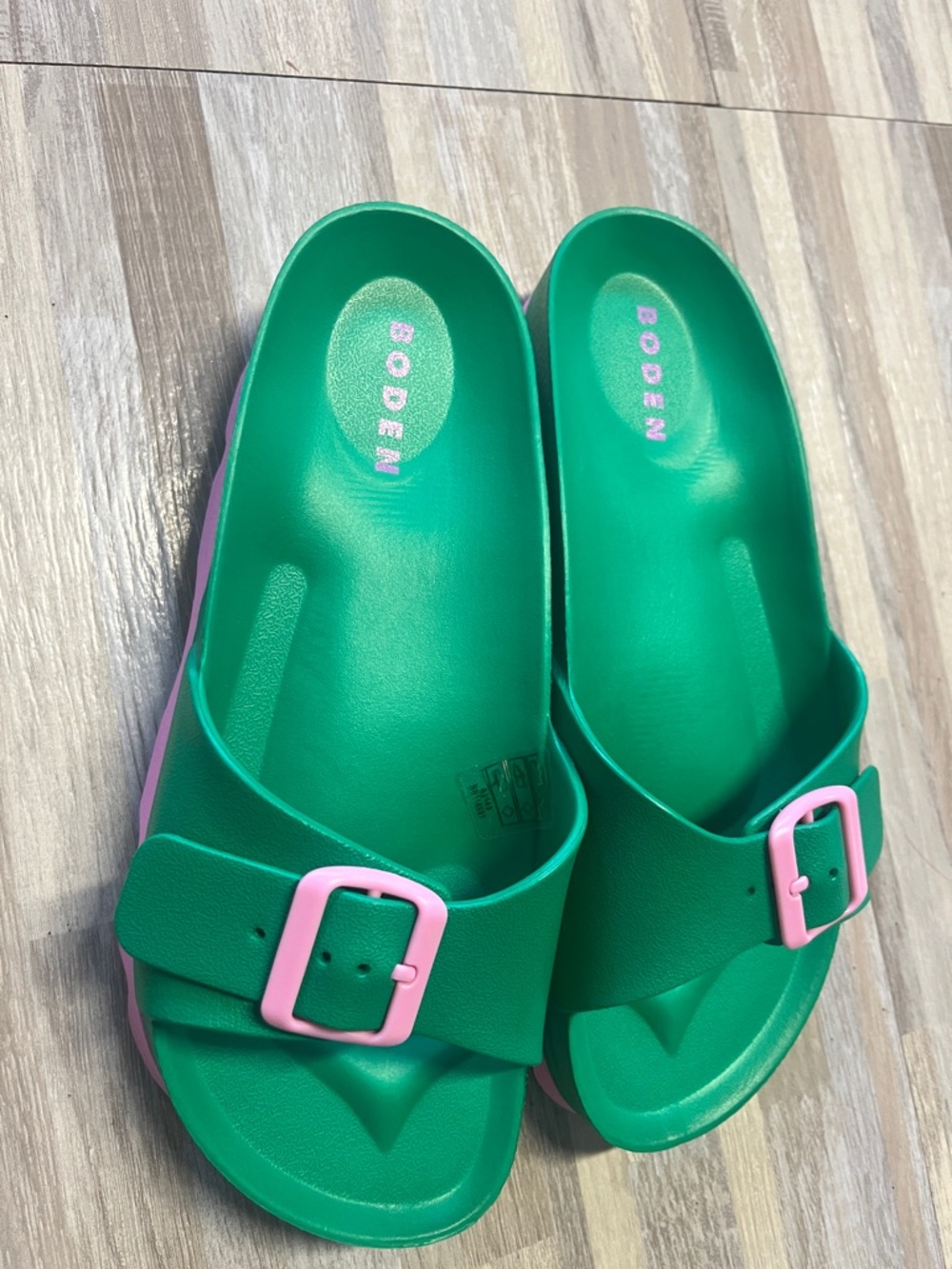 Boden Lyla double buckle sliders Green and Pink sz 38/us7 - Picture 5 of 6